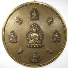 Brass Round Buddha Plate with Auspicious Signs