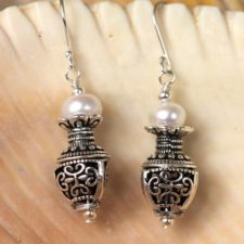Handcrafted sterling silver and pearl earrings
