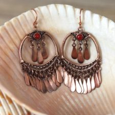 Copper and Carnelian Dangly Earrings