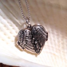 Silver Angel Wings Locket Necklace
