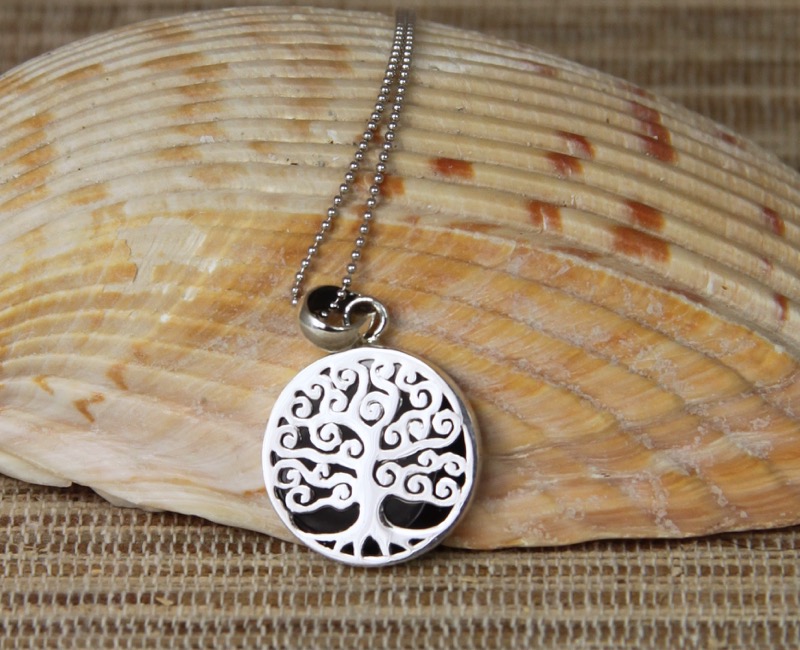 Silver Tree Of Life With Onyx Necklace