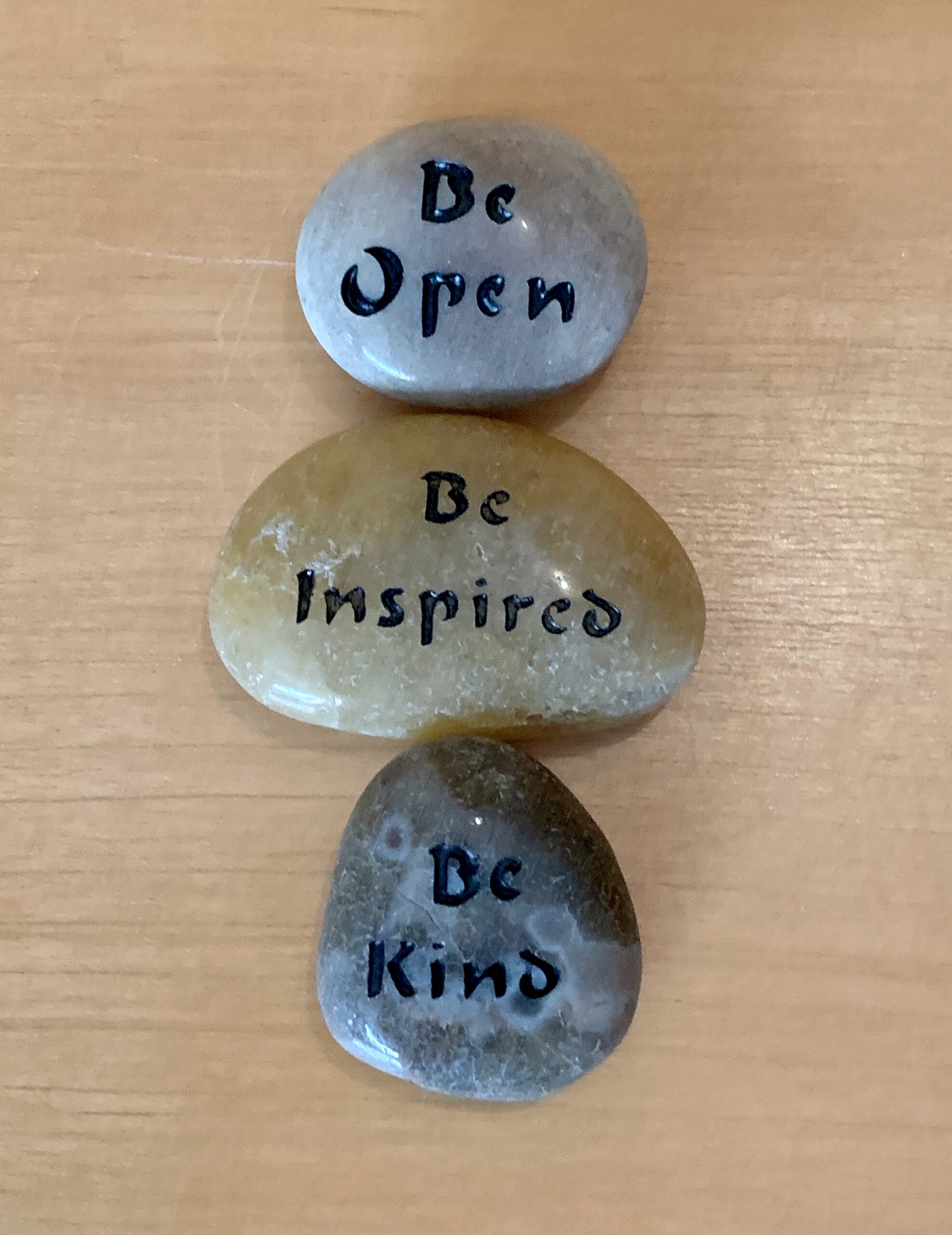 Be Open, Be Inspired, Be Kind Haiku Mantra Stone set gift package