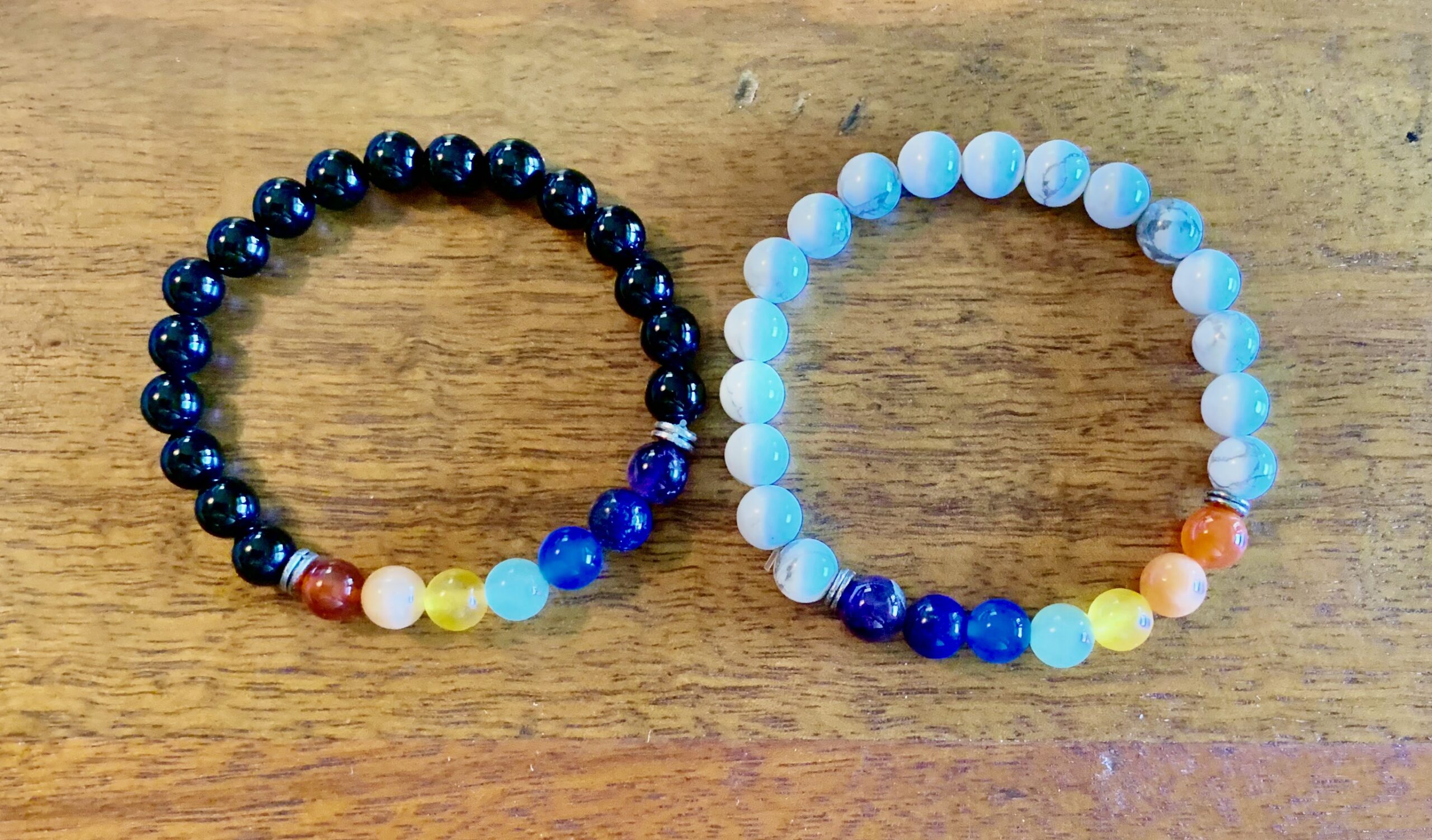 Howlite Black Onyx W 7 Chakra Crystal Bracelet Set Badawang Art