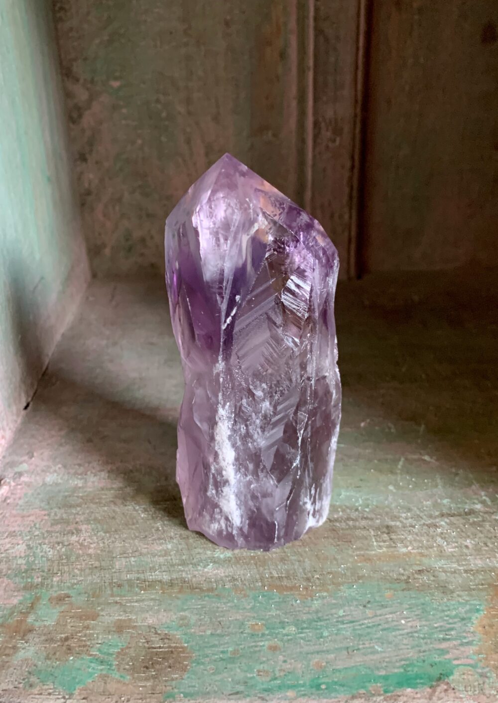 Amethyst chiseled crystal point