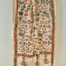 Vintage Silk Embroidered Bengali Scarf