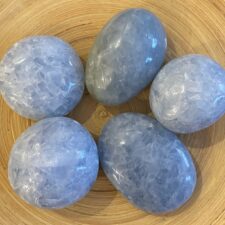 Blue Calcite Crystal Palm Stone Set