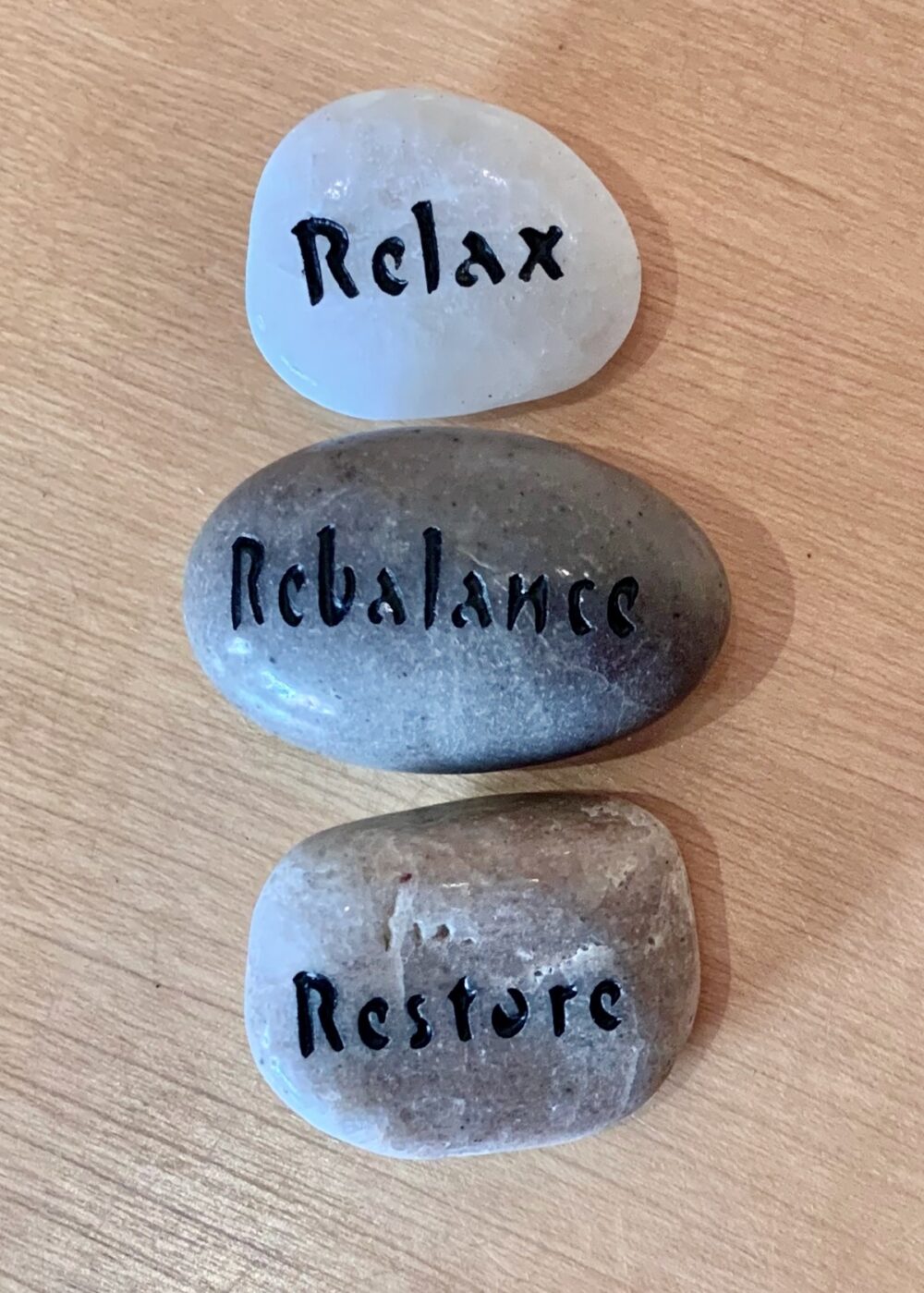 Relax, Rebalance, Restore Haiku Mantra Stone Set