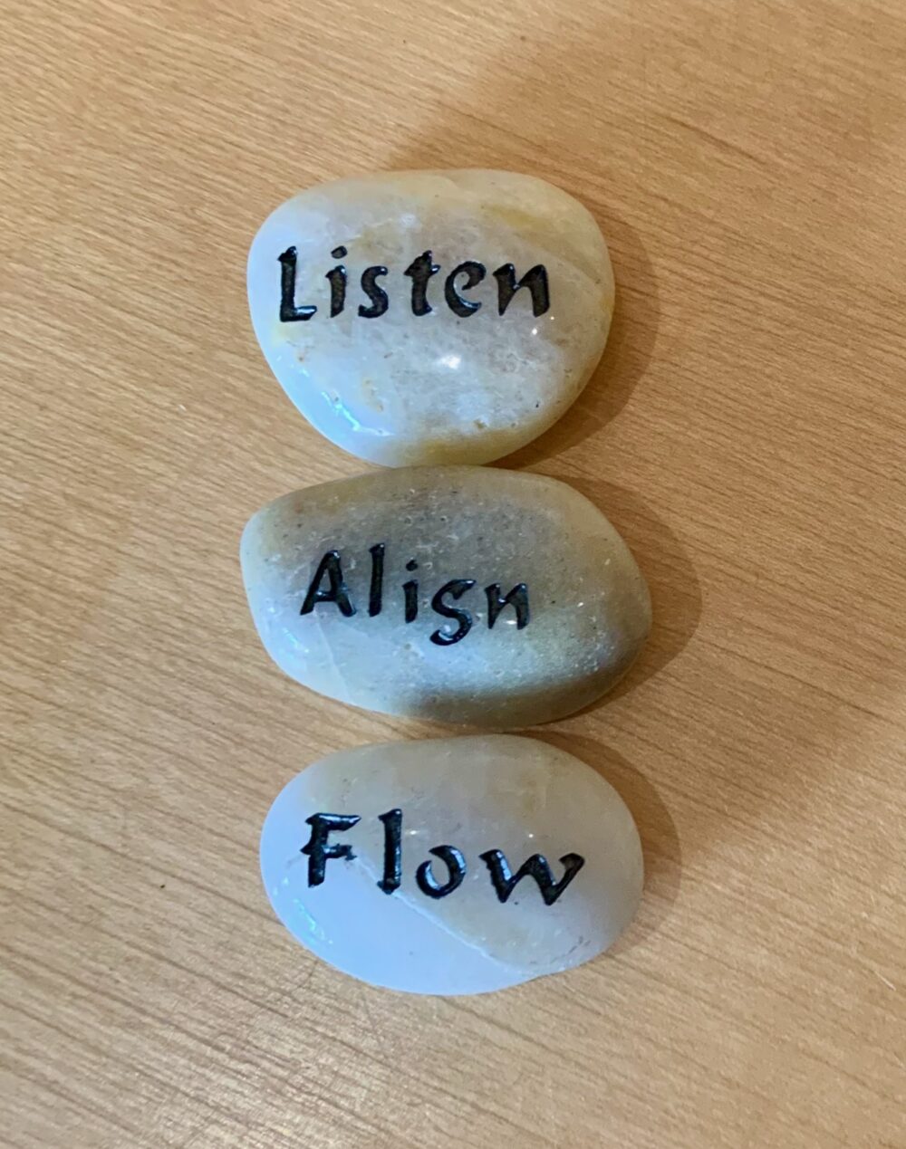 Listen, Align, Flow Haiku Mantra Stone Set gift package
