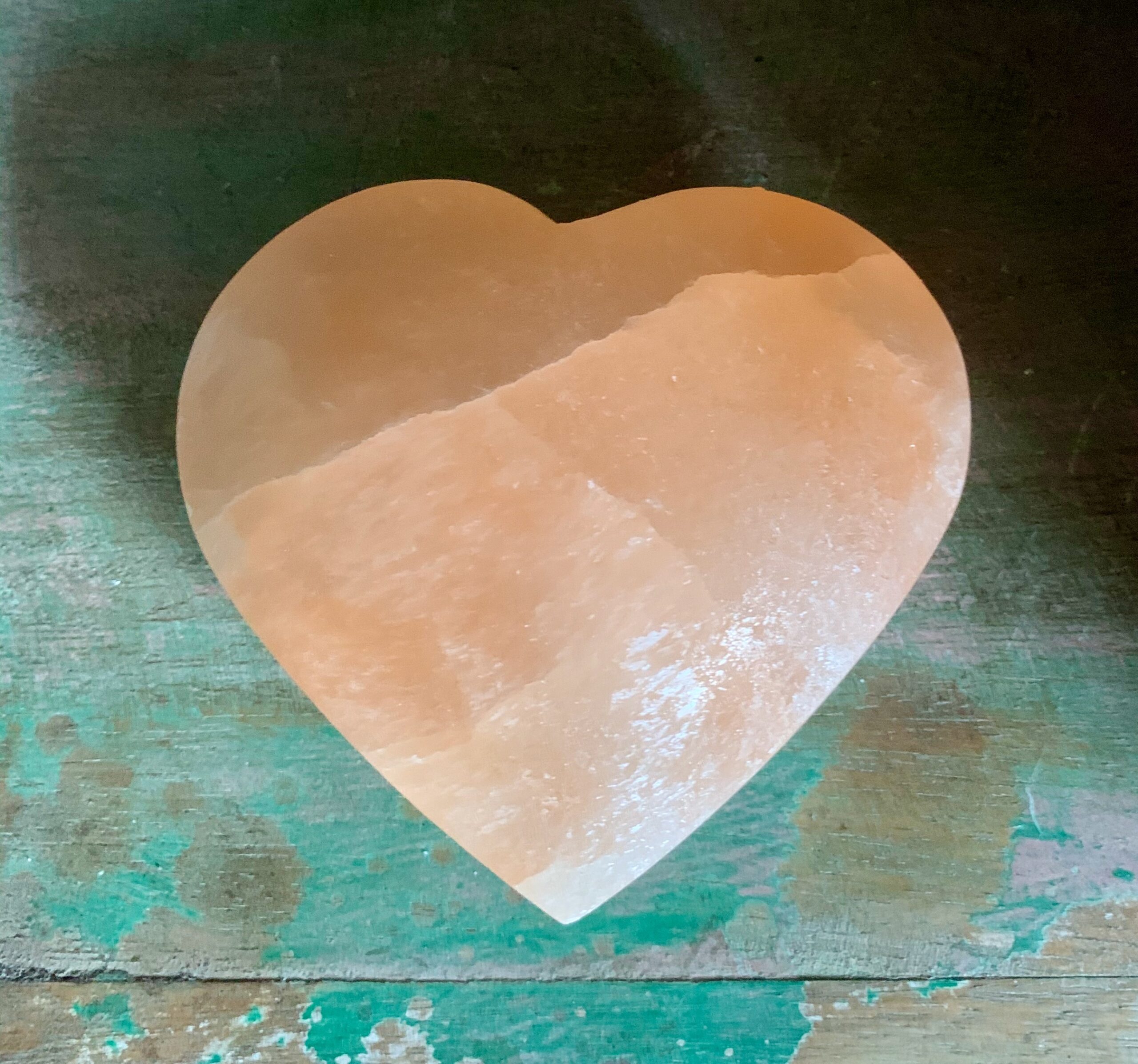 Large Orange Selenite Crystal Heart