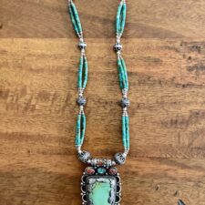 Turquoise, Silver & Coral Beaded Necklace