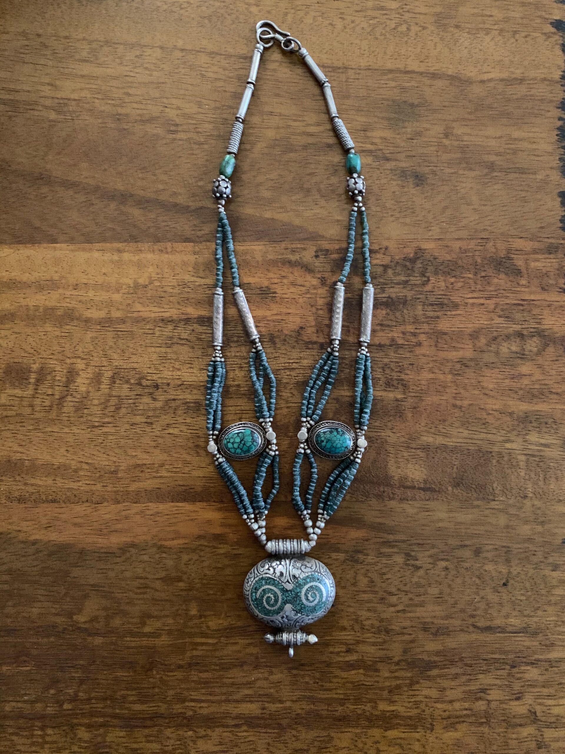 Turquoise & Silver Beaded Necklace